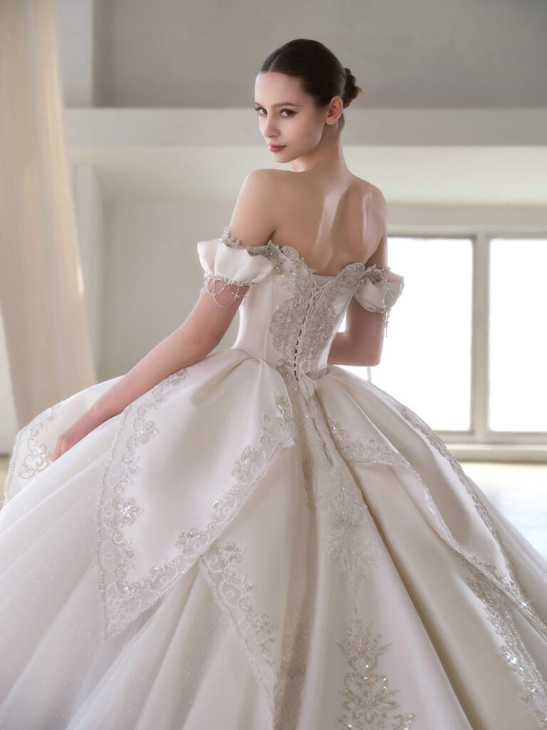 affordable lace wedding dress front view