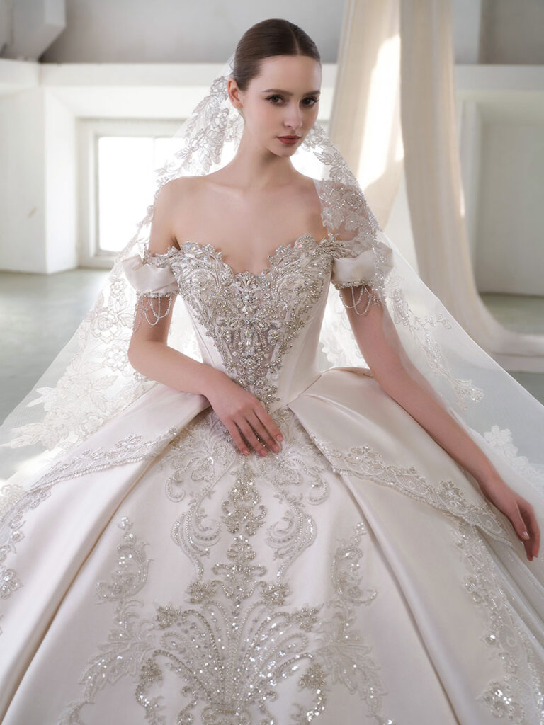 classic wedding dress Sydney showroom view