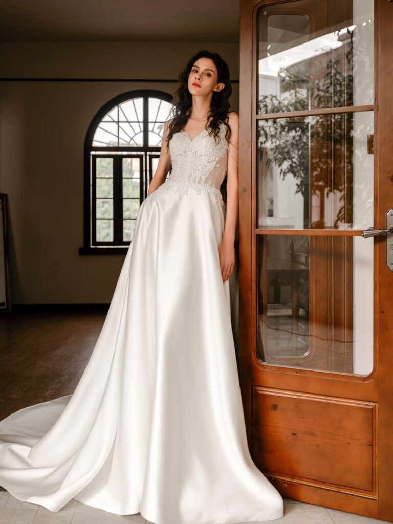 wedding dresses classic satin fabric - Sydney