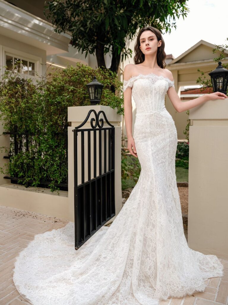 wedding dresses elegant satin train - Sydney shop