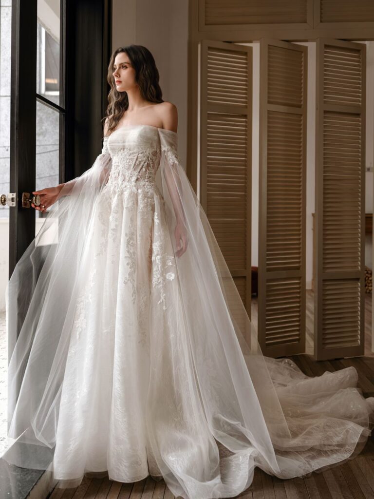 wedding dresses classic satin back view